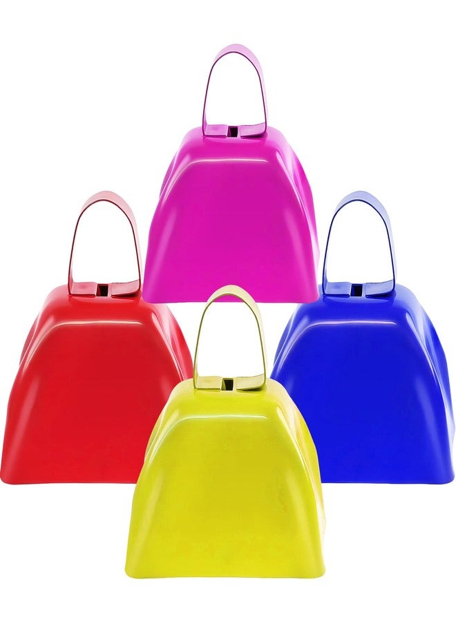 Qidoe Cow Bells Noise Makers for Sporting Events, 4PCS Metal Cowbells with Handle - Small Loud Bell Bulk Hand Percussion Noisemakers for Football Games Graduation Sporting Events Weddings - Image 1